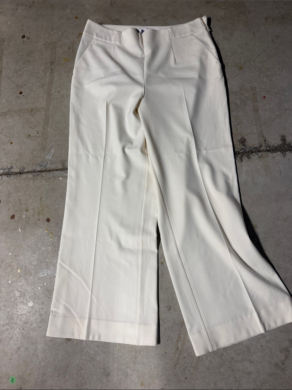 Jennifer Lopez Cream Wide-Leg Dress Pants